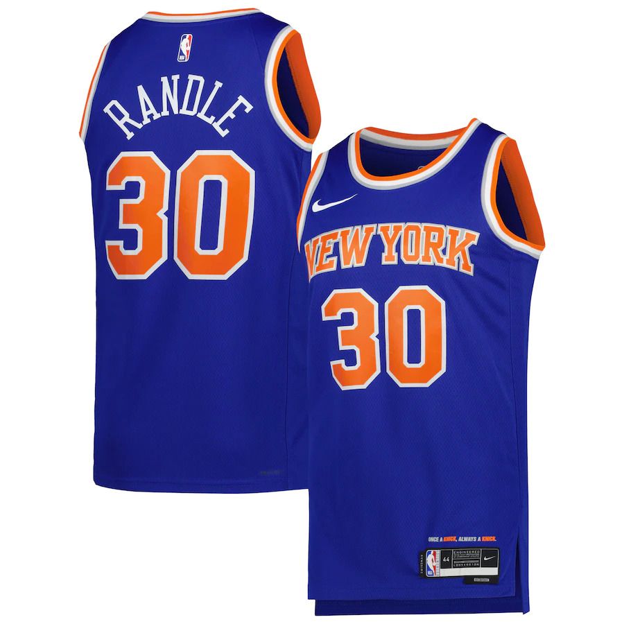 Men New York Knicks #30 Julius Randle Nike Blue Icon Edition 2022-23 Swingman NBA Jersey->customized nba jersey->Custom Jersey